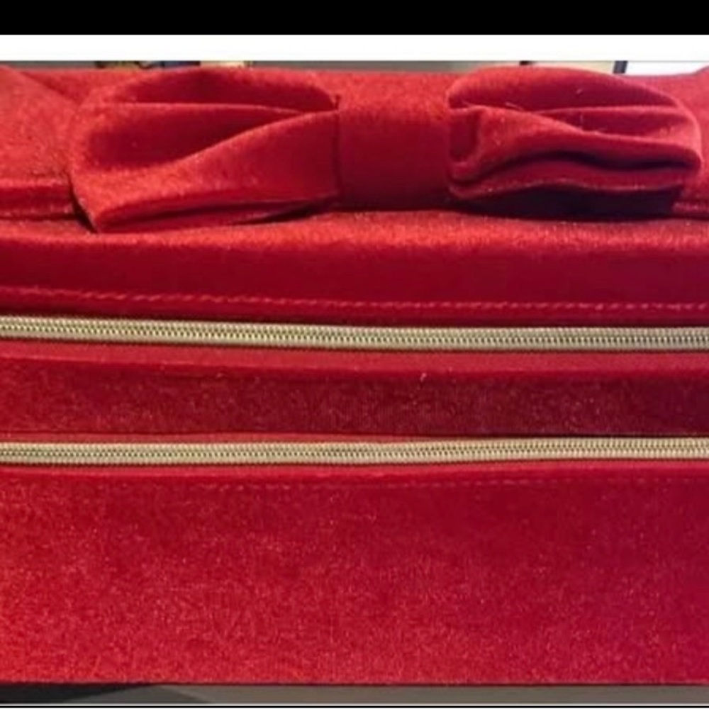 Self Esteem Red Makeup Organizer with Bow Detail